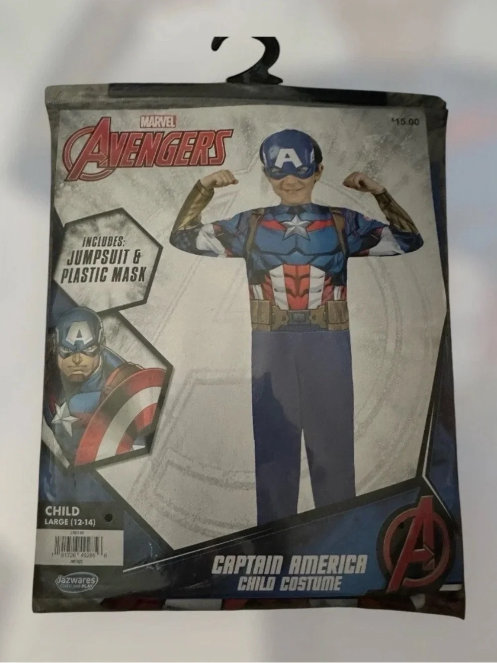 Avengers Captain America Boys Jumpsuit & Mask Halloween Costume Large 12-14